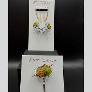 Betsey Johnson Whimsical Martini Earrings and Brooch Set